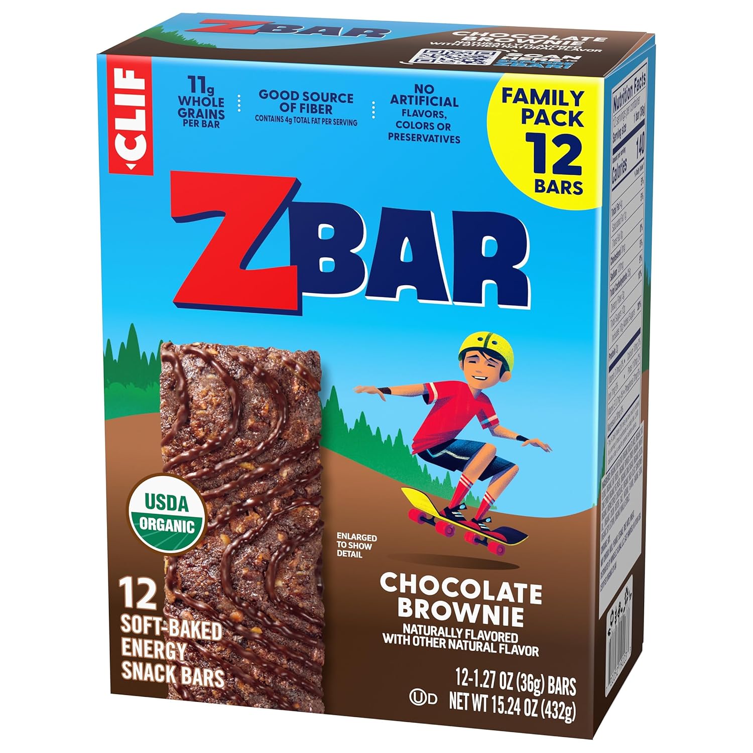 CLIF Kid Zbar Chocolate Brownie Bars – Clean-Label Organic Snack for Health-Conscious Families, 12 Pack