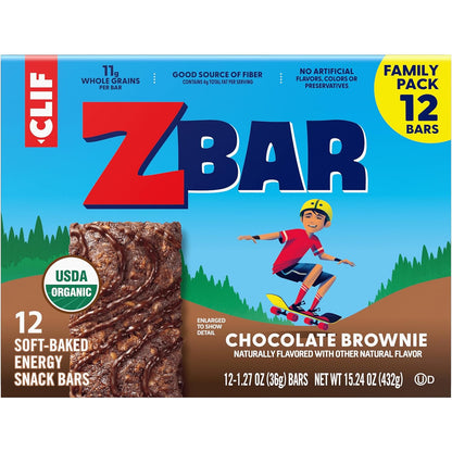 CLIF Kid Zbar Chocolate Brownie Bars – Clean-Label Organic Snack for Health-Conscious Families, 12 Pack