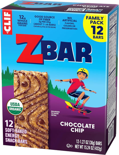 CLIF Kid Zbar Chocolate Chip Clean-Label Snack Bars for Mindful Lunchbox Packing and Guilt-Free After-School Snacking – 12 Pack