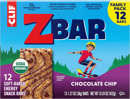 CLIF Kid Zbar Chocolate Chip Clean-Label Snack Bars for Mindful Lunchbox Packing and Guilt-Free After-School Snacking – 12 Pack
