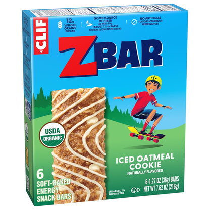 CLIF Kid Zbar Iced Oatmeal Cookie Soft-Baked Snack Bars for Kids School Lunchbox, 6 Pack Individually Wrapped