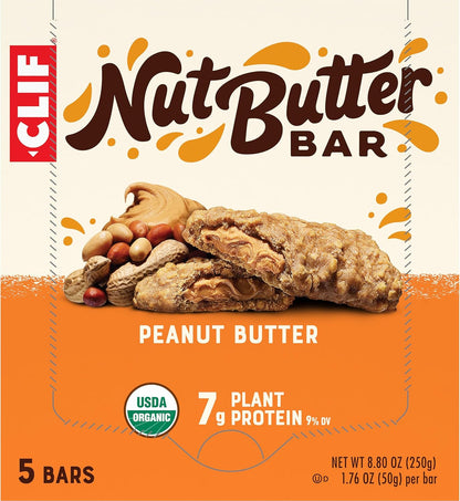 CLIF Nut Butter Bar Peanut Butter – Clean-Label Pantry Snack for Mindful Eaters, 5-Pack