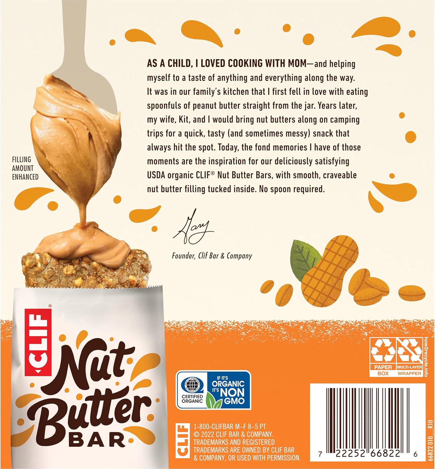 CLIF Nut Butter Bar Peanut Butter – Clean-Label Pantry Snack for Mindful Eaters, 5-Pack