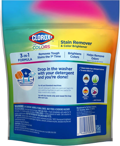 Clorox 2 for Colors Packs – One-Step Laundry Booster for Shared Apartment HE Washers, 40 Count