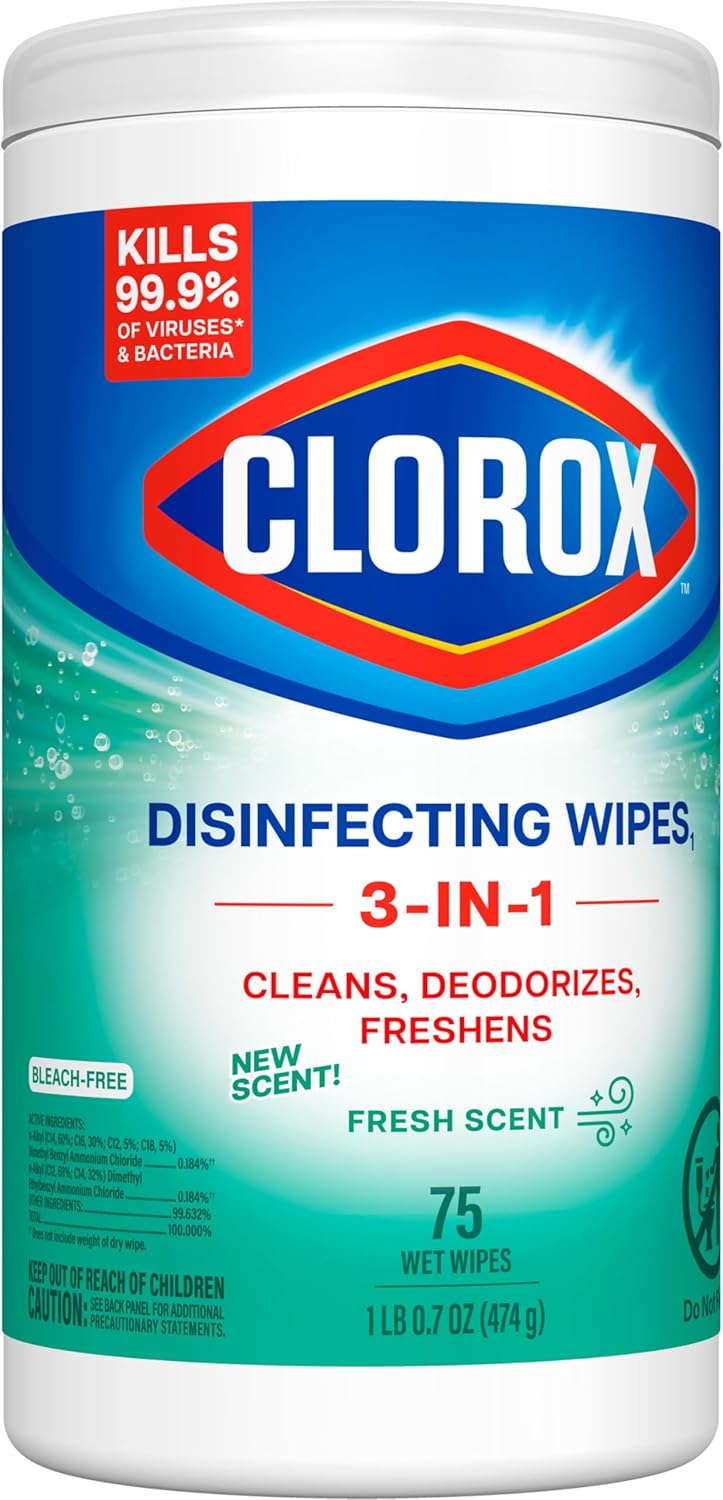 Clorox Bleach Free Disinfecting Wipes for Nursery and Playroom, Kid-Safe Daily Surface Cleaner, 75 Count