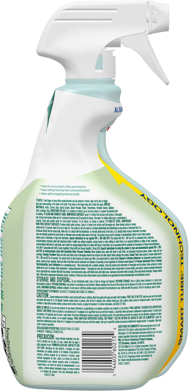 Clorox CloroxPro EcoClean Disinfecting Cleaner Spray – Bleach-Free Daily Surface Sanitizer for Long-Term Care Facilities and Nursing Homes