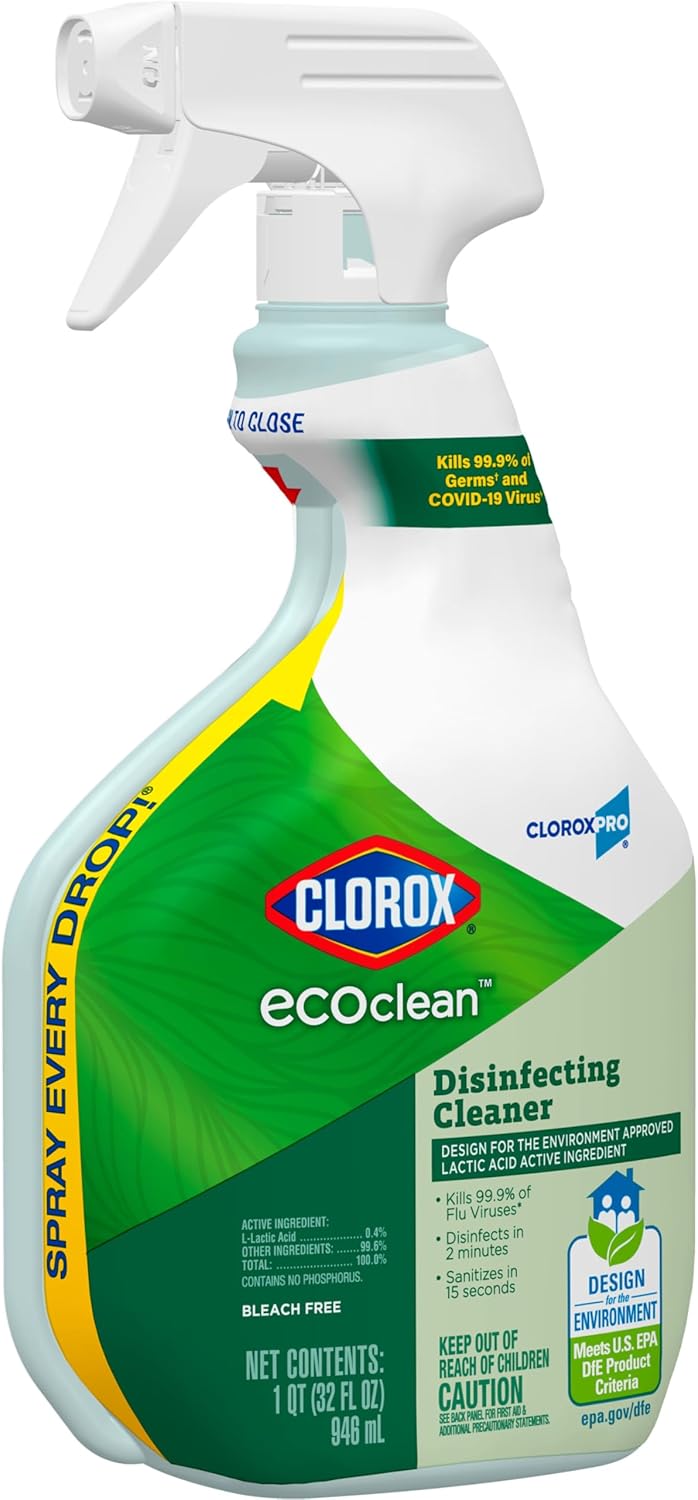 Clorox CloroxPro EcoClean Disinfecting Cleaner Spray – Eco-Conscious Kitchen and Bathroom Disinfectant for Health-Conscious Households