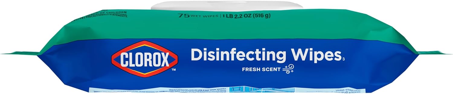 Clorox Disinfecting Wipes Flex Pack – Office Desk and Workspace Disinfecting Wipes for Daily Germ Removal, Bleach-Free 75-Count Pack of 3