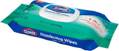 Clorox Disinfecting Wipes Flex Pack – Office Desk and Workspace Disinfecting Wipes for Daily Germ Removal, Bleach-Free 75-Count Pack of 3
