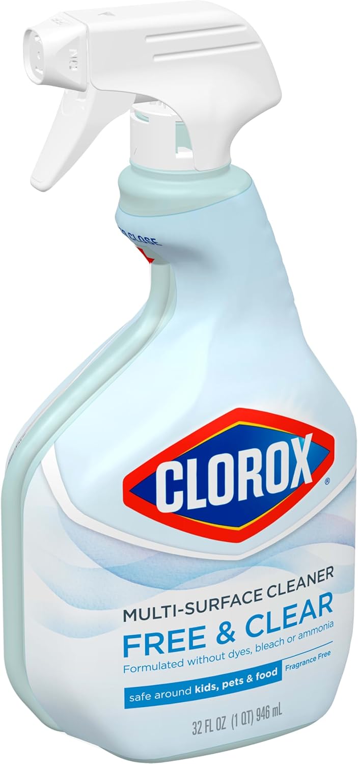 Clorox Free & Clear Multi-Surface Cleaner – Nursery and High Chair Safe Cleaning Spray, 32 oz, Pack of 3