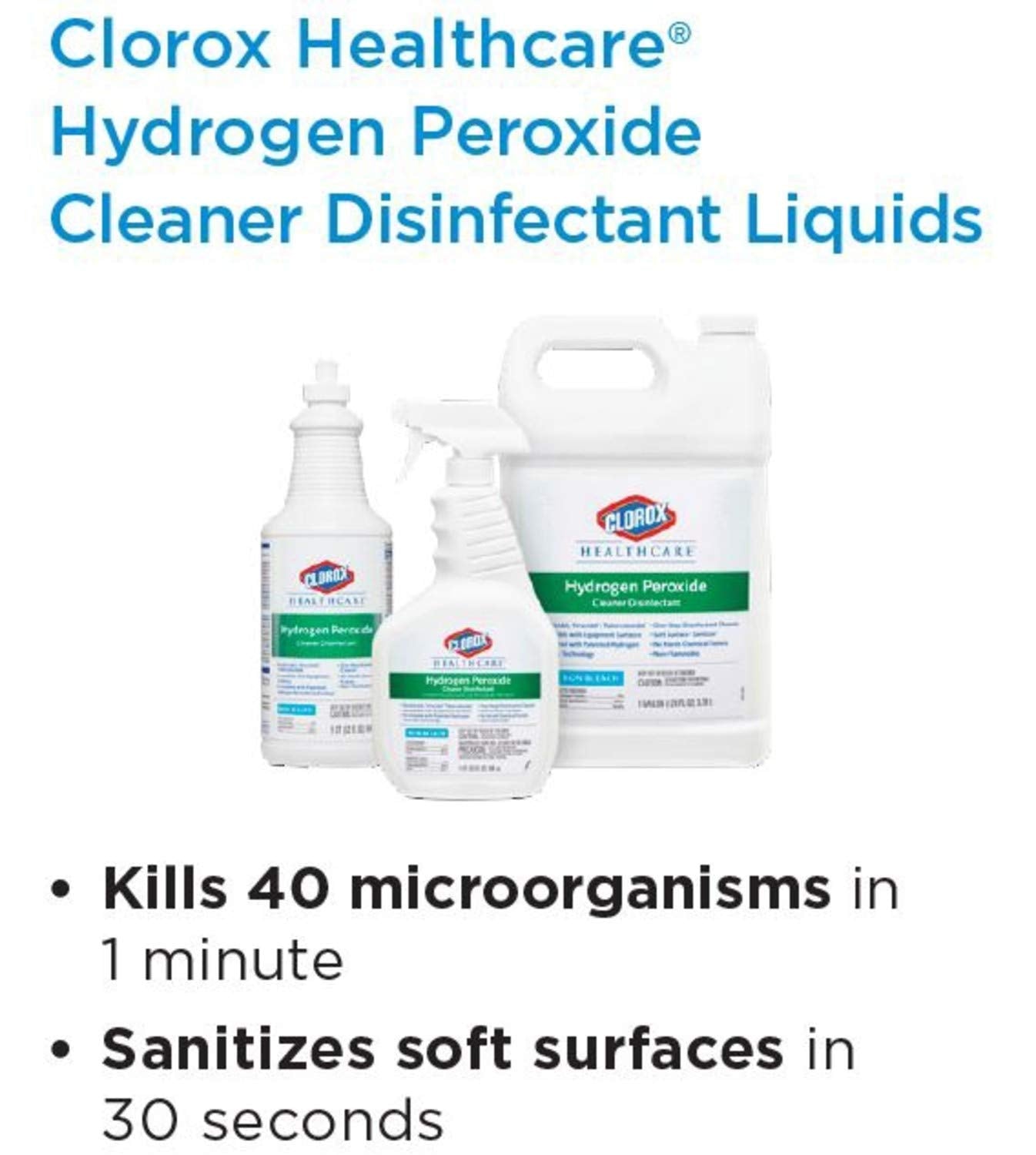 Clorox Healthcare Hydrogen Peroxide Cleaner Disinfectant – Gentle Bleach-Free Sanitizer for Resident Rooms, Dining Areas, and Therapy Spaces