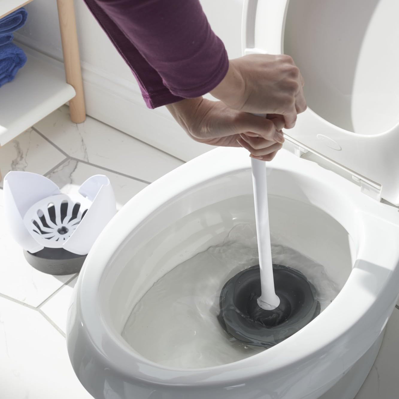Clorox Hideaway Toilet Plunger Set of 2 – Sleek Bathroom Storage Solution for a Polished Guest Bath Look
