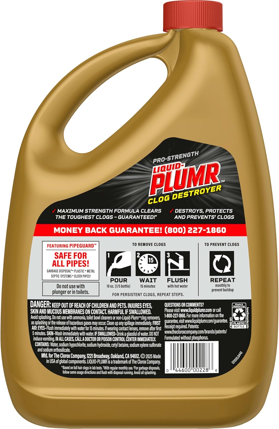 Clorox Liquid-Plumr Pro-Strength Clog Destroyer – 80 fl oz Gel for Fast Drain Clearing in Busy Home Offices