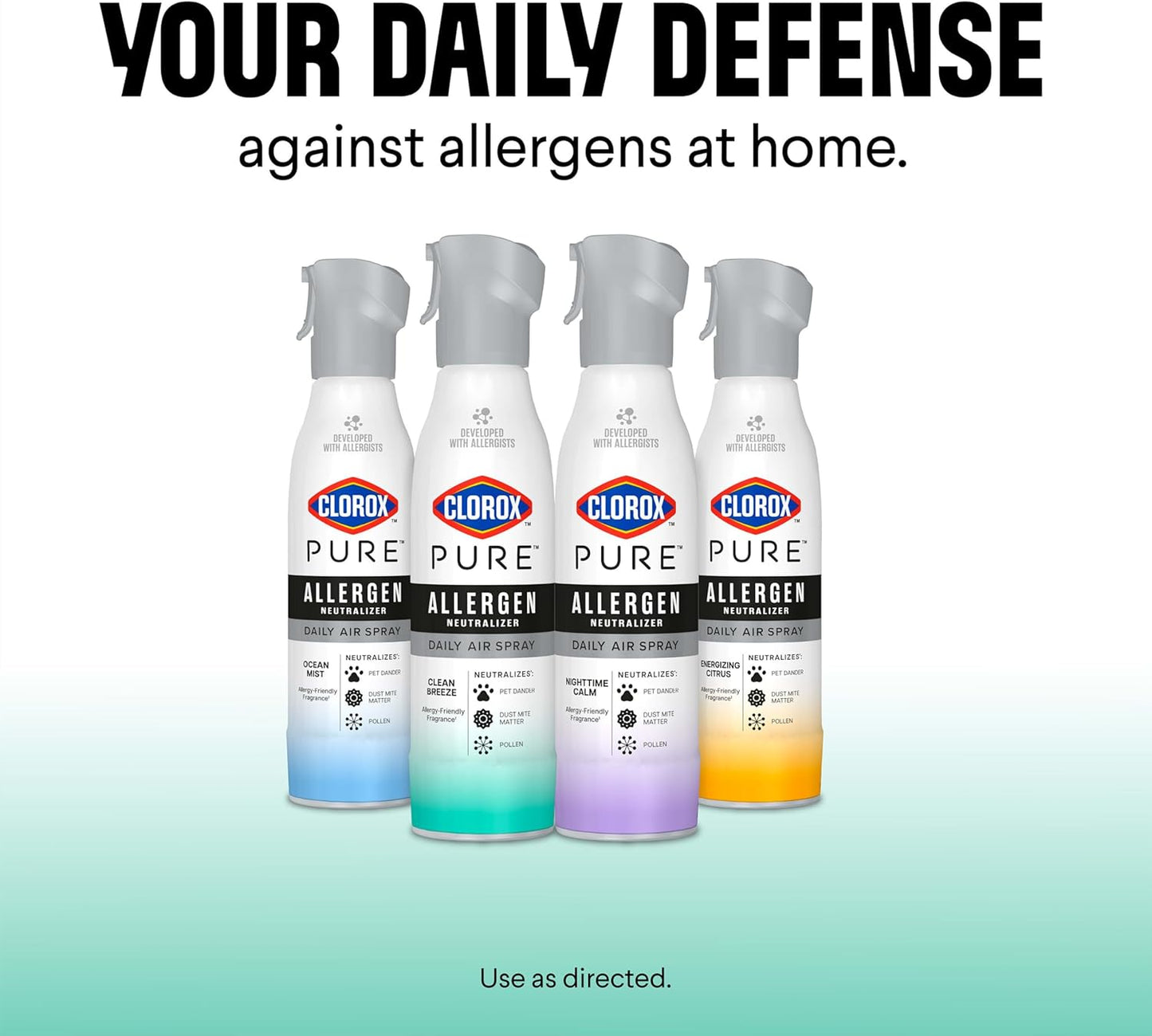 Clorox PURE Allergen Neutralizer Daily Air Spray – Flameless, Smoke-Free Bedroom Air Care for Safer Nights, 8 Ounces