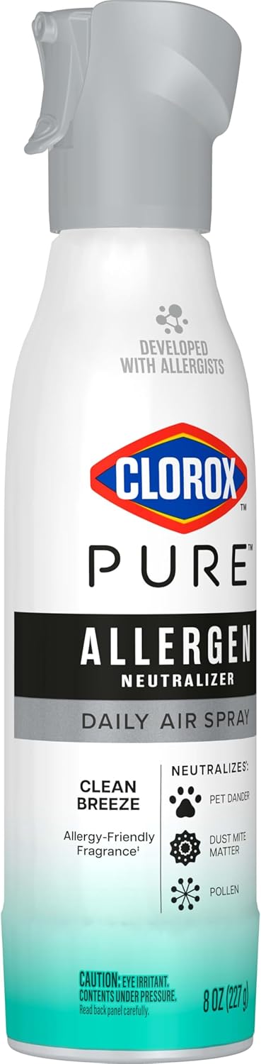 Clorox PURE Allergen Neutralizer Daily Air Spray – Flameless, Smoke-Free Bedroom Air Care for Safer Nights, 8 Ounces