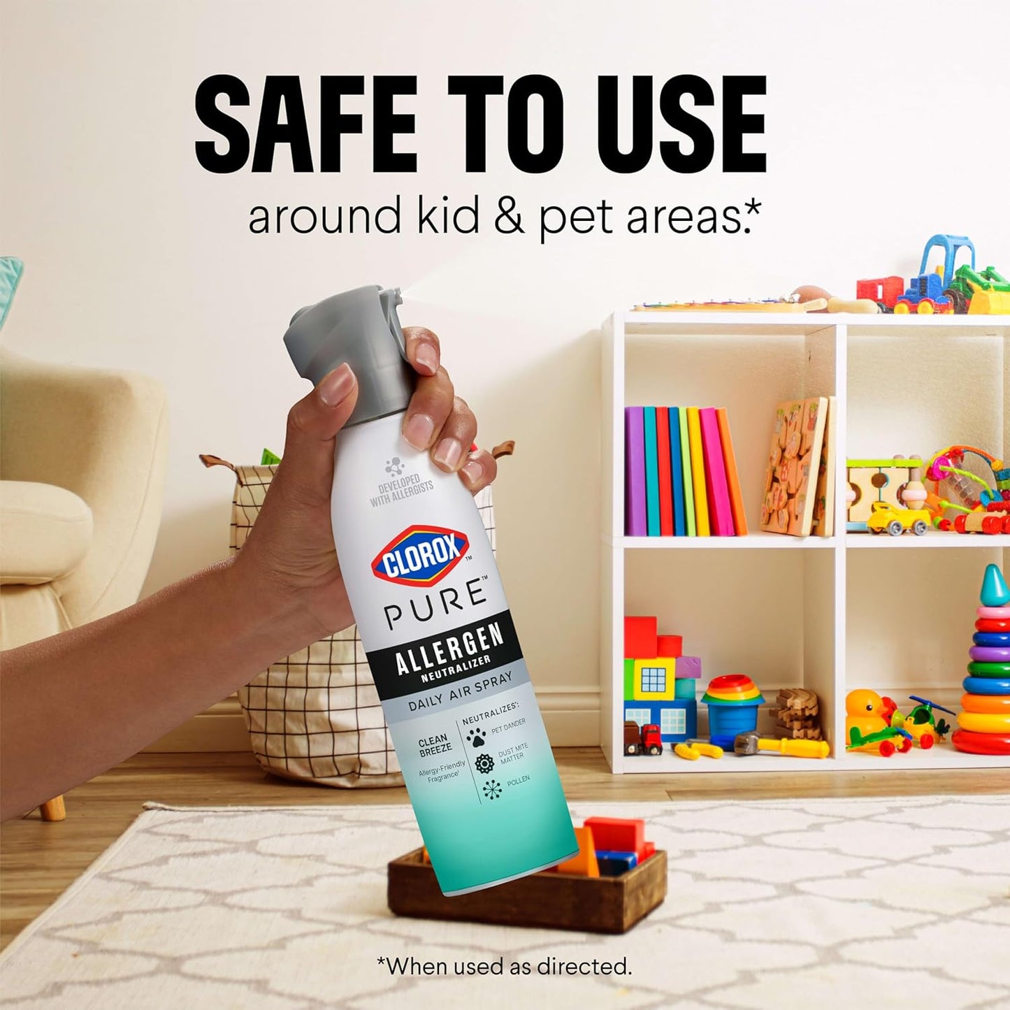 Clorox PURE Allergen Neutralizer Daily Air Spray – Flameless, Smoke-Free Bedroom Air Care for Safer Nights, 8 Ounces
