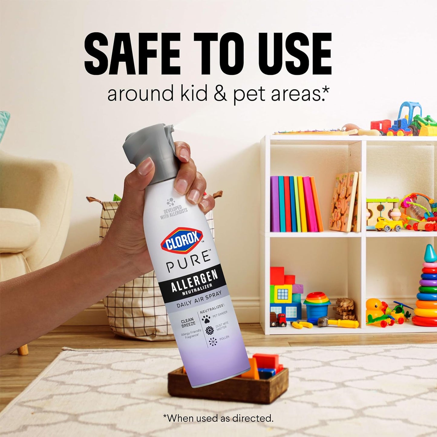 Clorox PURE Allergen Neutralizer Nighttime Calm – Flameless, Propellant-Free Mist for Safer Sleep and Shared Living Areas