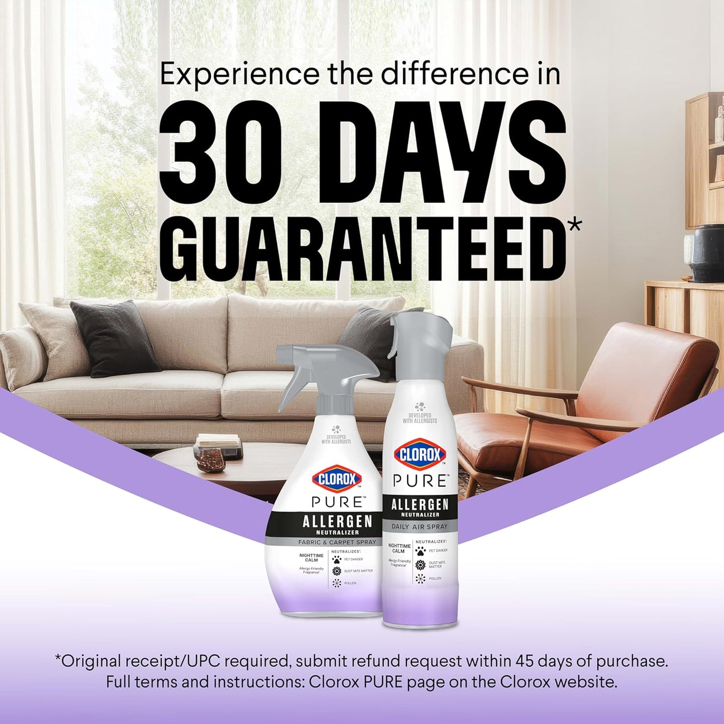 Clorox PURE Allergen Neutralizer Nighttime Calm – Flameless, Propellant-Free Mist for Safer Sleep and Shared Living Areas