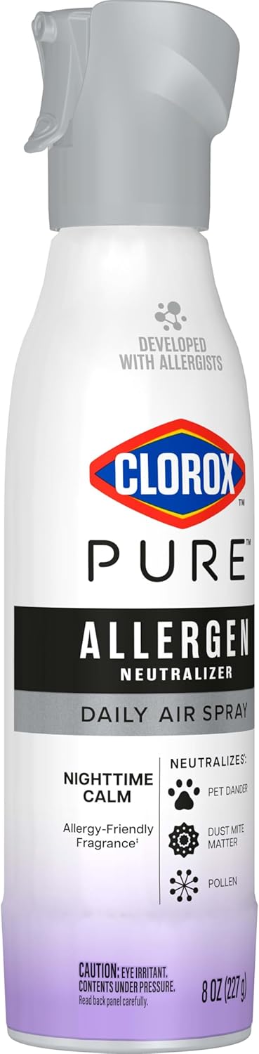 Clorox PURE Allergen Neutralizer Nighttime Calm – Flameless, Propellant-Free Mist for Safer Sleep and Shared Living Areas