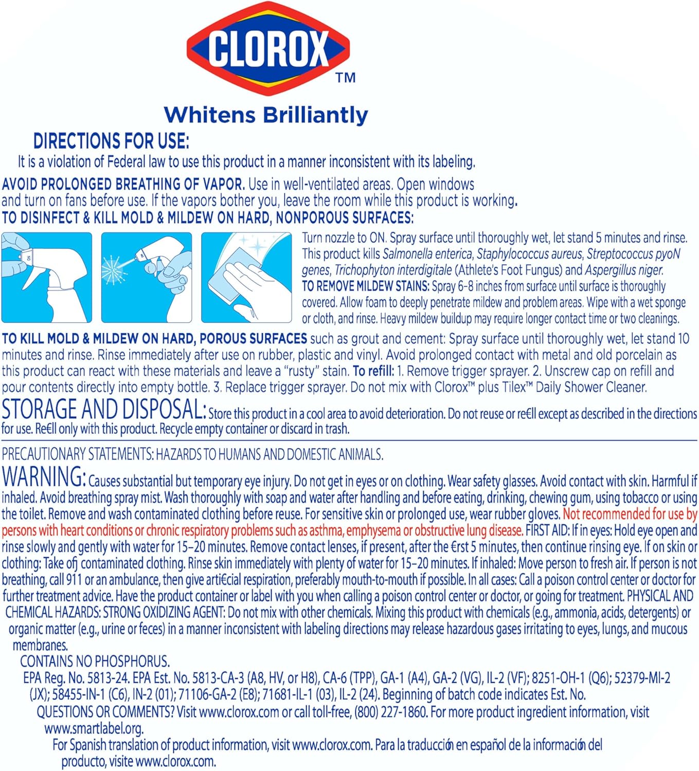 Clorox Tilex Mold and Mildew Remover – Healthier Bathroom Mold Cleaner for Self-Care Routines, Pack of 3