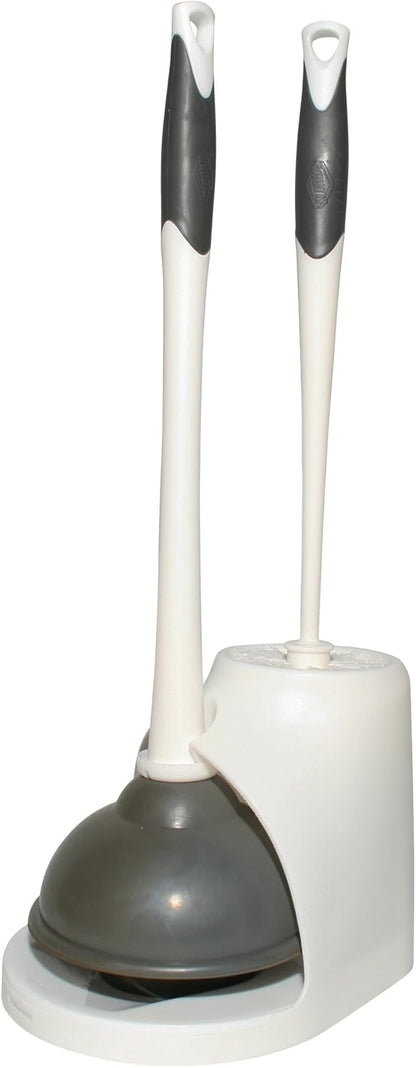 Clorox Toilet Plunger and Brush Combo with Hideaway Caddy – Stylish Bathroom Cleaning Set for Cozy Guest Bathrooms