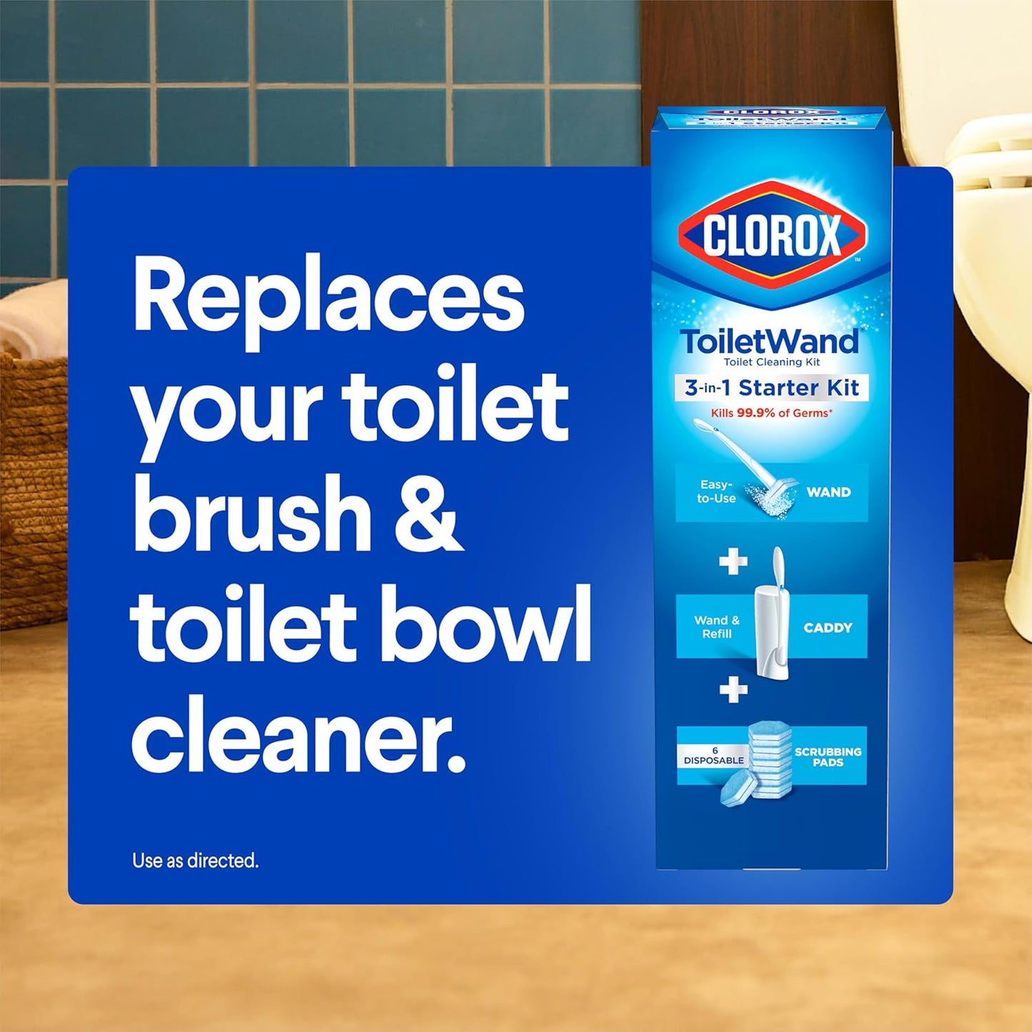 Clorox ToiletWand Disposable Cleaning System – Fast 2X Stain Removal for Busy Renters and Small-Space Dwellers