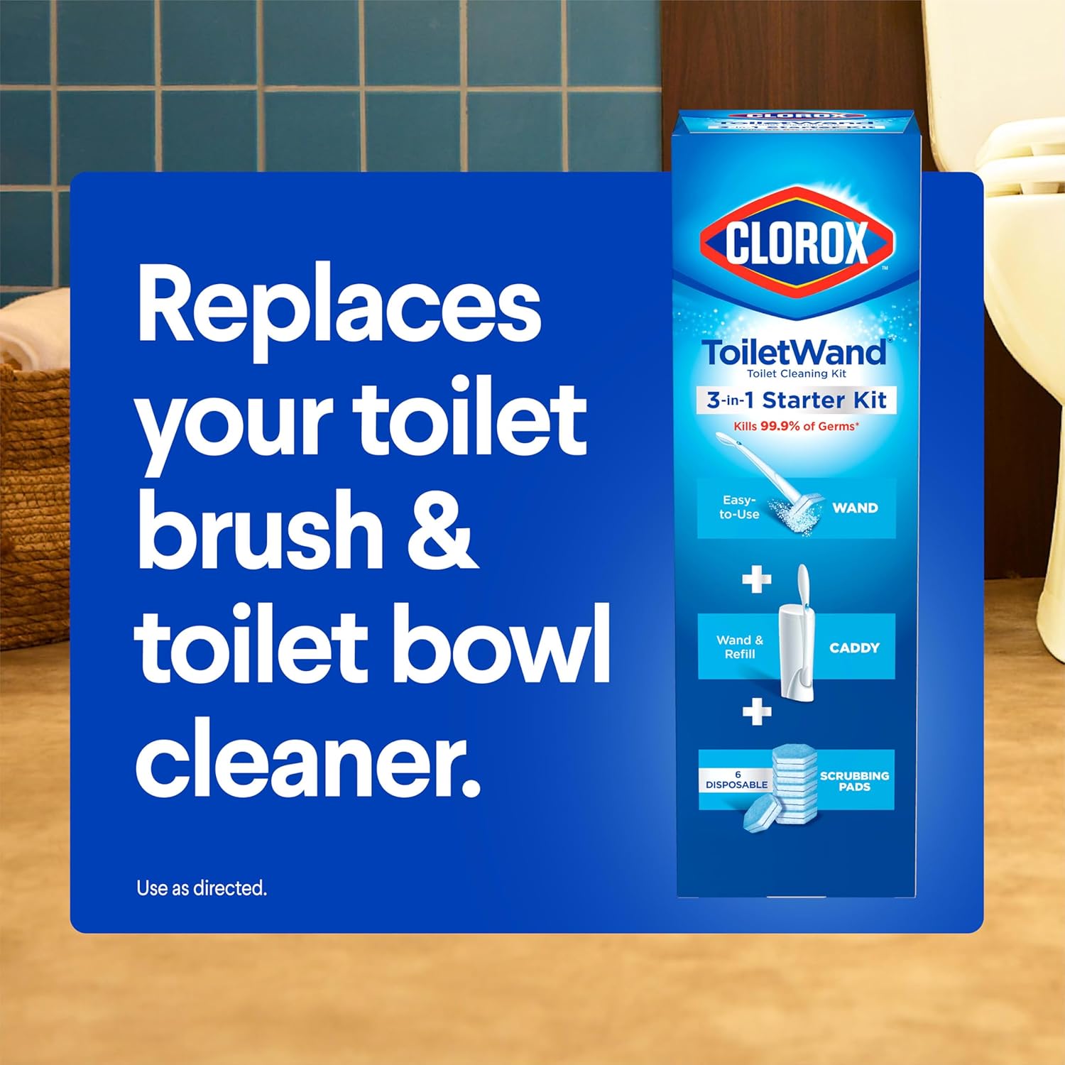 Clorox ToiletWand Disposable Cleaning System – Fast 2X Stain Removal for Busy Renters and Small-Space Dwellers