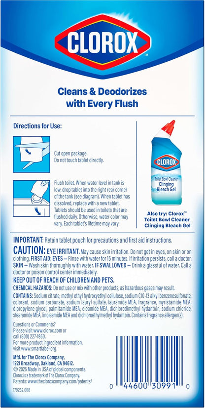 Clorox Ultra Clean Toilet Tablets Bleach & Blue – Calming Rain Clean Scent for Self-Care Bathroom Rituals