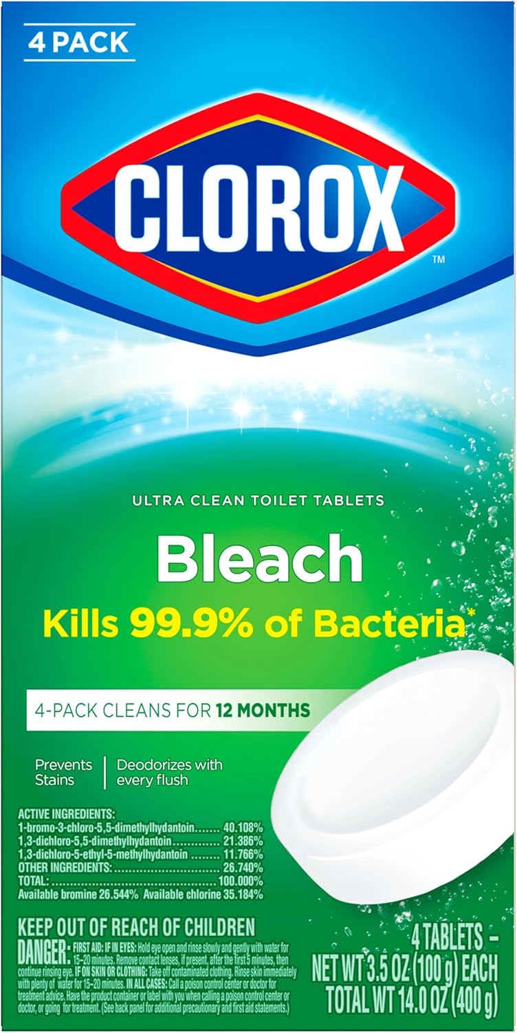 Clorox Ultra Clean Toilet Tablets Bleach – Time-Saving Toilet Cleaner for Busy Home Office Households, Hands-Free Flush