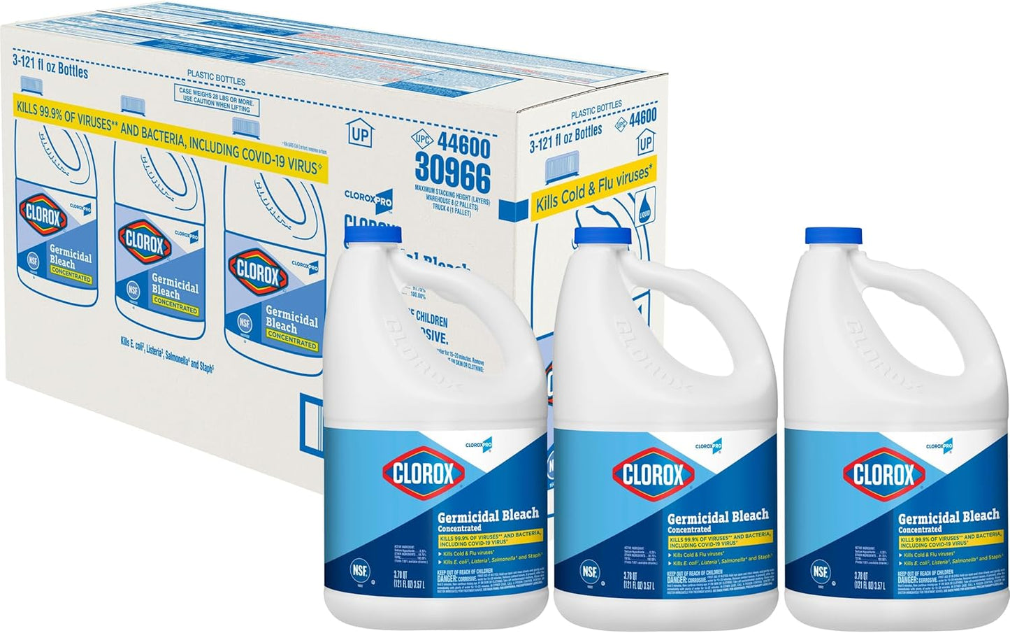 Clorox® Ultra Germicidal Bleach 121 oz Case of 3 – Germ-Killing Laundry Stain Remover for Whites in Home Laundry Room