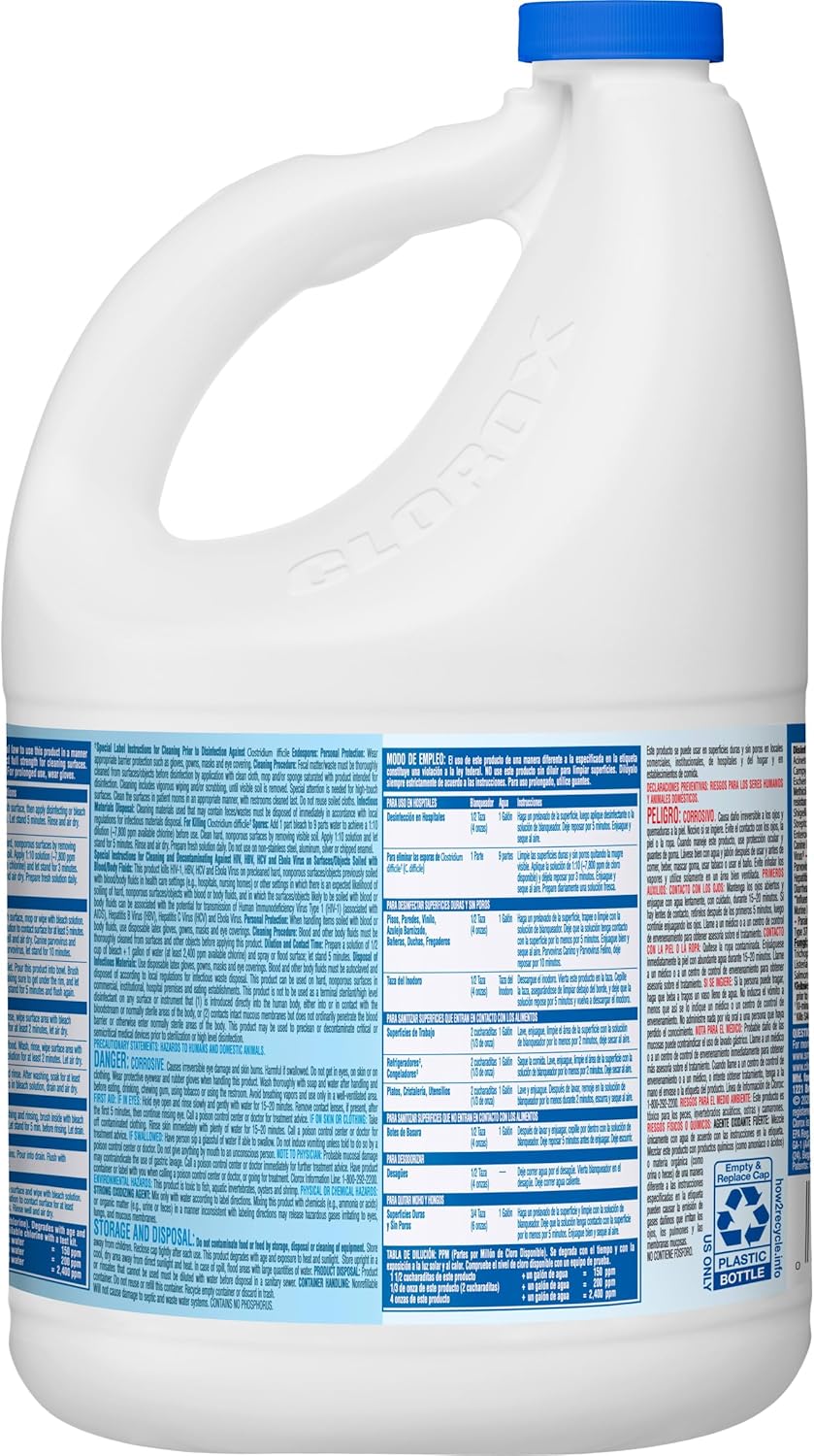 Clorox® Ultra Germicidal Bleach 121 oz Case of 3 – Hospital-Grade Disinfectant for Healthcare Facility Cleaning Staff