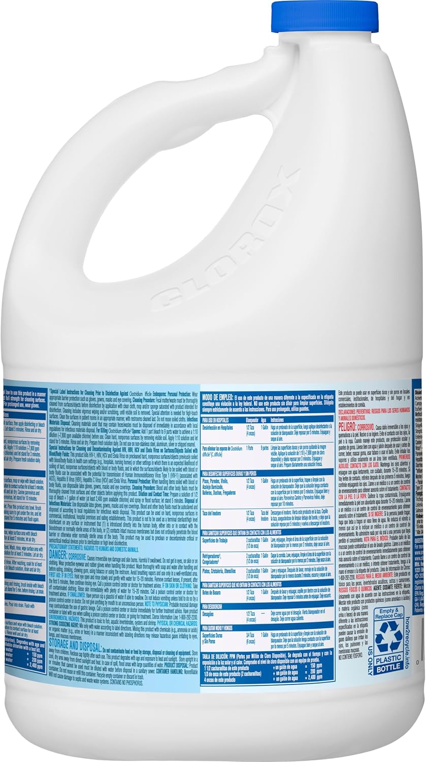 Clorox® Ultra Germicidal Bleach 121 oz Case of 3 – Hospital-Grade Disinfectant for Healthcare Facility Cleaning Staff