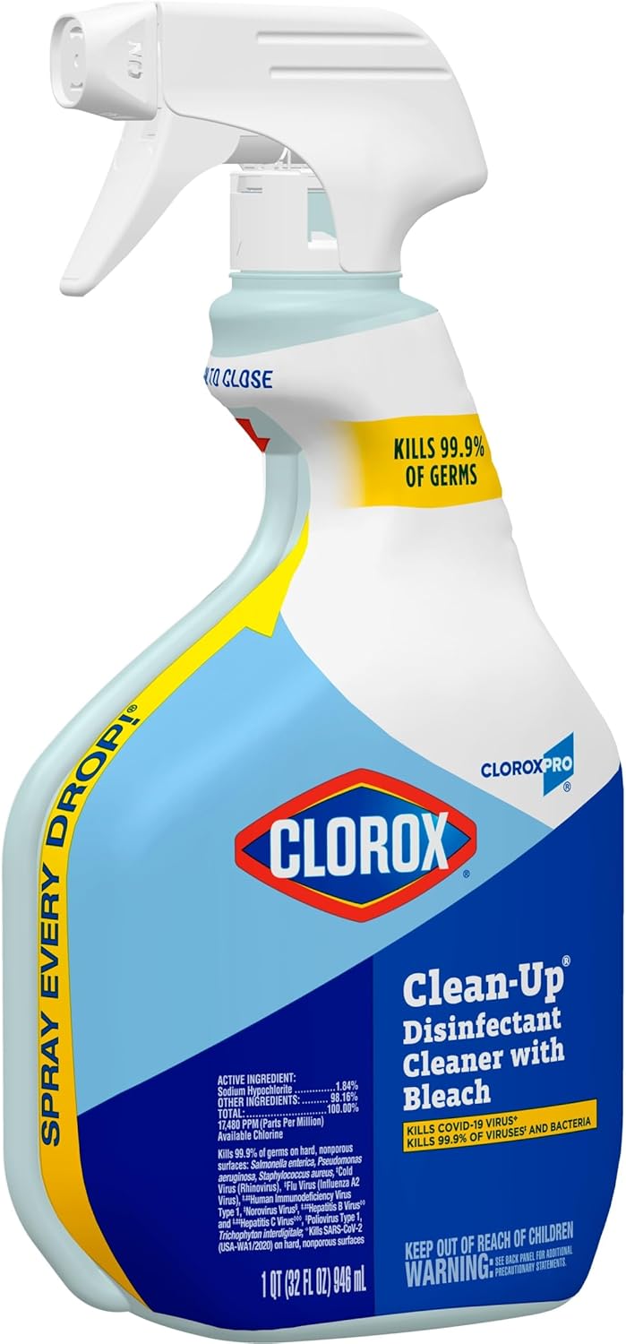 CloroxPro Clean-Up Disinfectant Cleaner with Bleach – Flameless Restroom Sanitizer for Commercial Restrooms, EPA-Registered SARS-CoV-2 Kill in 32-Oz Spray Bottles (9-Pack)