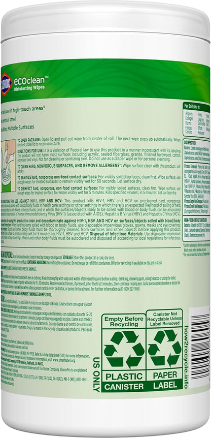 CloroxPro EcoClean Disinfecting Wipes – Plant-Based Kitchen and Bathroom Sanitizing for Allergy-Prone Homes