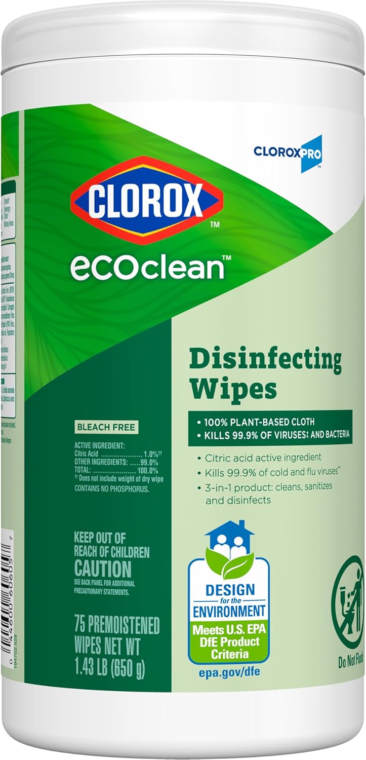 CloroxPro EcoClean Disinfecting Wipes – Plant-Based Kitchen and Bathroom Sanitizing for Allergy-Prone Homes