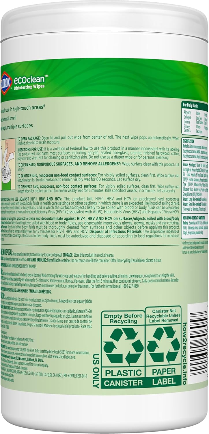 CloroxPro EcoClean Disinfecting Wipes – PPE-Free Classroom and Daycare Disinfecting for Safer Staff Workflows