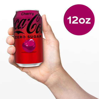 Coca-Cola Cherry Zero Soda - Guilt-Free Cola Swap for Sugar-Conscious Home Routines, 12 fl oz Cans (Pack of 12)