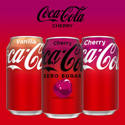Coca-Cola Cherry Zero Soda - Guilt-Free Cola Swap for Sugar-Conscious Home Routines, 12 fl oz Cans (Pack of 12)