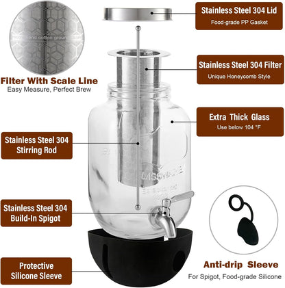 Cold Brew Coffee Dispenser – Consistent 4-6 Hour Brew for Busy Professionals Who Prep Drinks Ahead