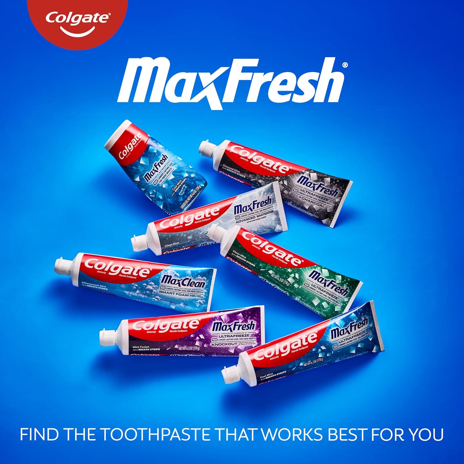 Colgate MaxFresh Cool Mint Toothpaste – Morning Energy Boost for Professionals, 6.3oz x4 Pack with Ultrafreeze Technology