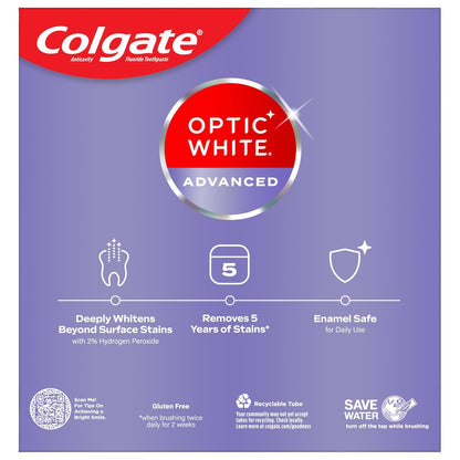 Colgate Optic White Advanced Toothpaste – Thoughtful Stocking Stuffer for Coffee and Tea Drinkers, 3 Pack 3.2 oz