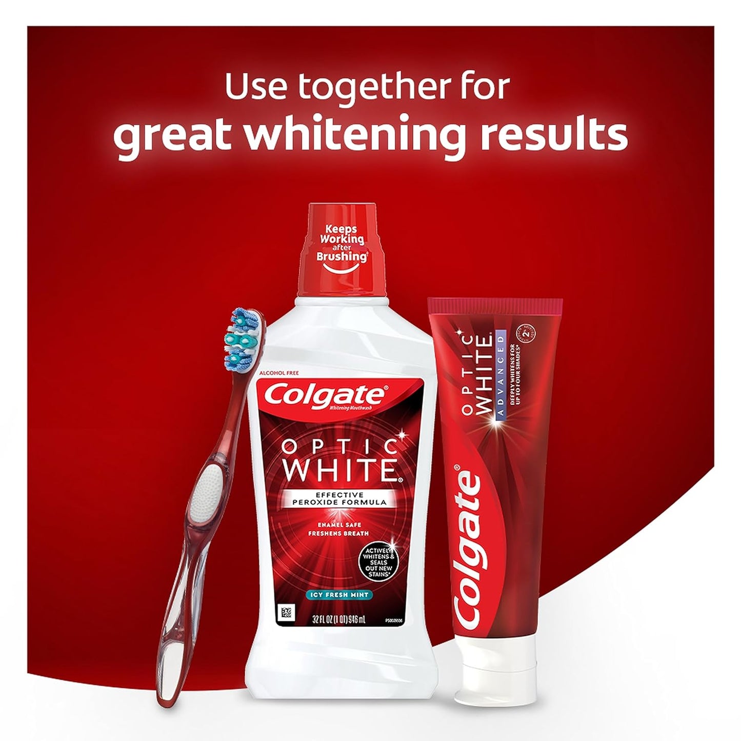 Colgate Optic White Mouthwash – Mindful Nightly Whitening Ritual, Alcohol-Free Fresh Mint