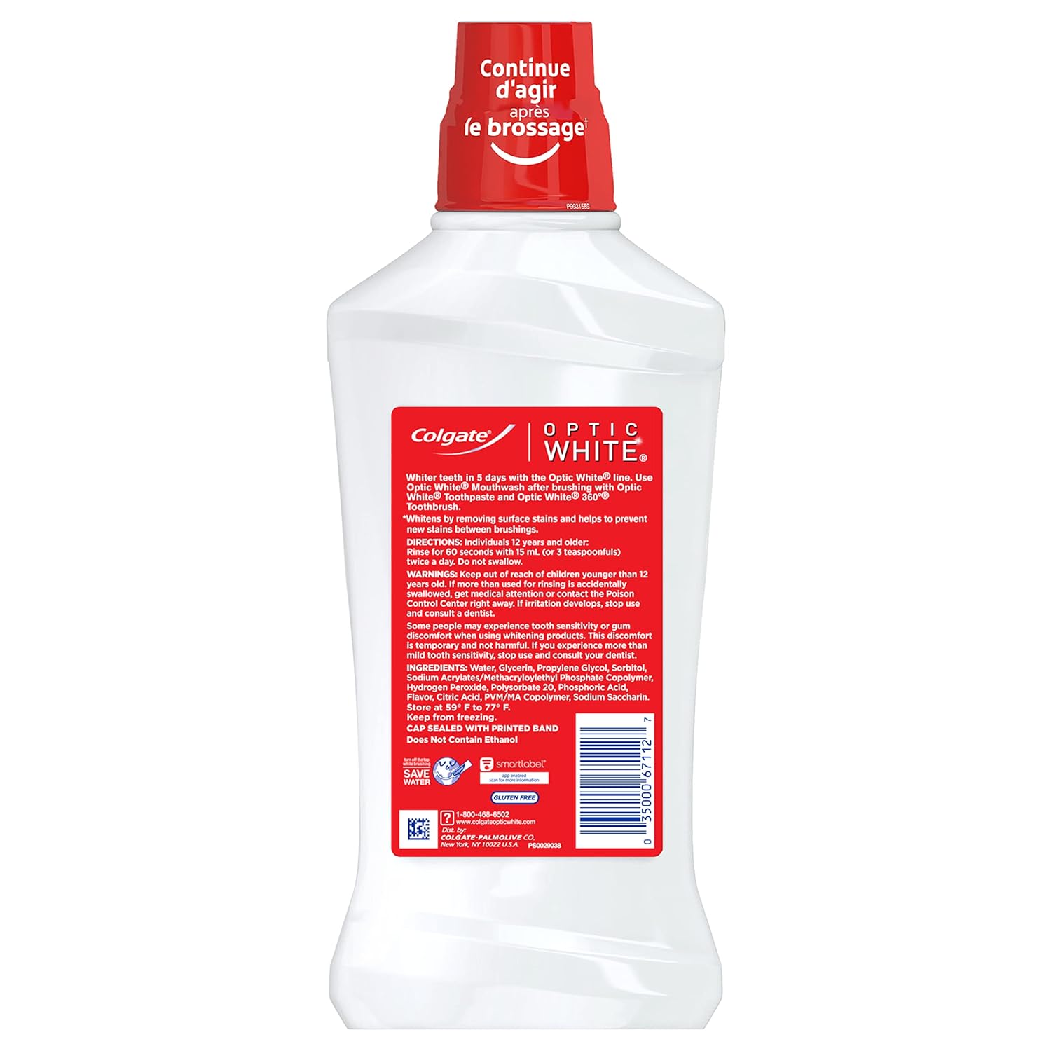 Colgate Optic White Mouthwash – Mindful Nightly Whitening Ritual, Alcohol-Free Fresh Mint