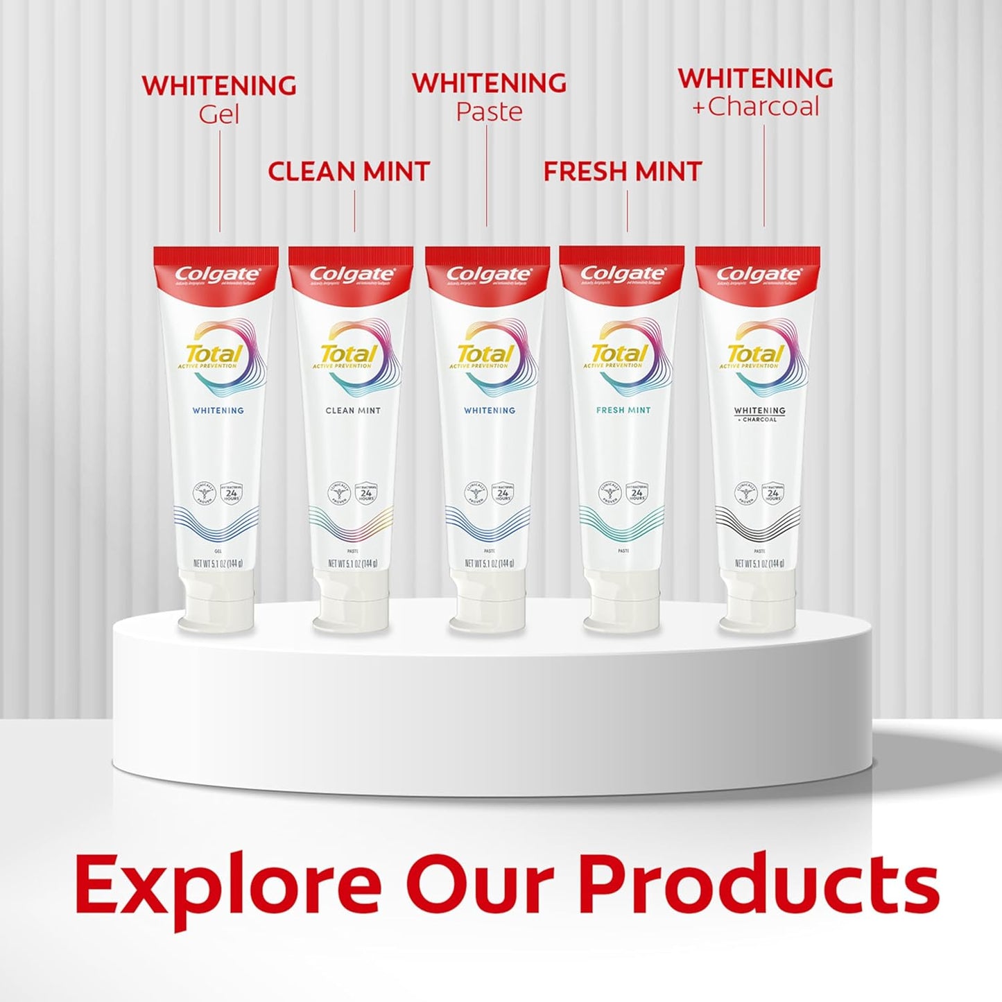 Colgate Total Active Prevention Deep Clean Toothpaste – All-in-One Toothpaste for Uncluttered Bathrooms, One Tube 7 Oral Issues, Mint 3-Pack 5.1 oz