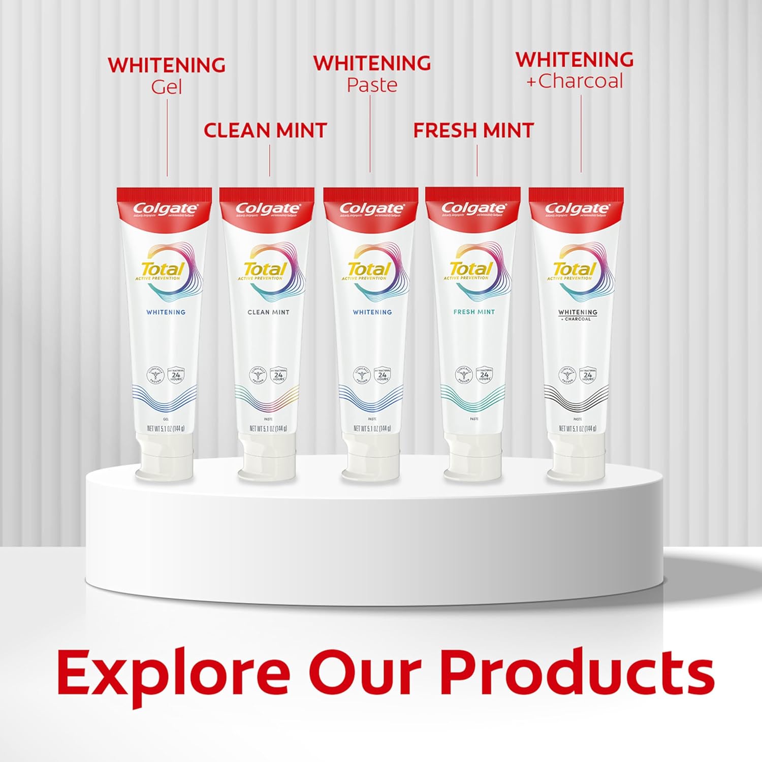 Colgate Total Active Prevention Deep Clean Toothpaste – All-in-One Toothpaste for Uncluttered Bathrooms, One Tube 7 Oral Issues, Mint 3-Pack 5.1 oz