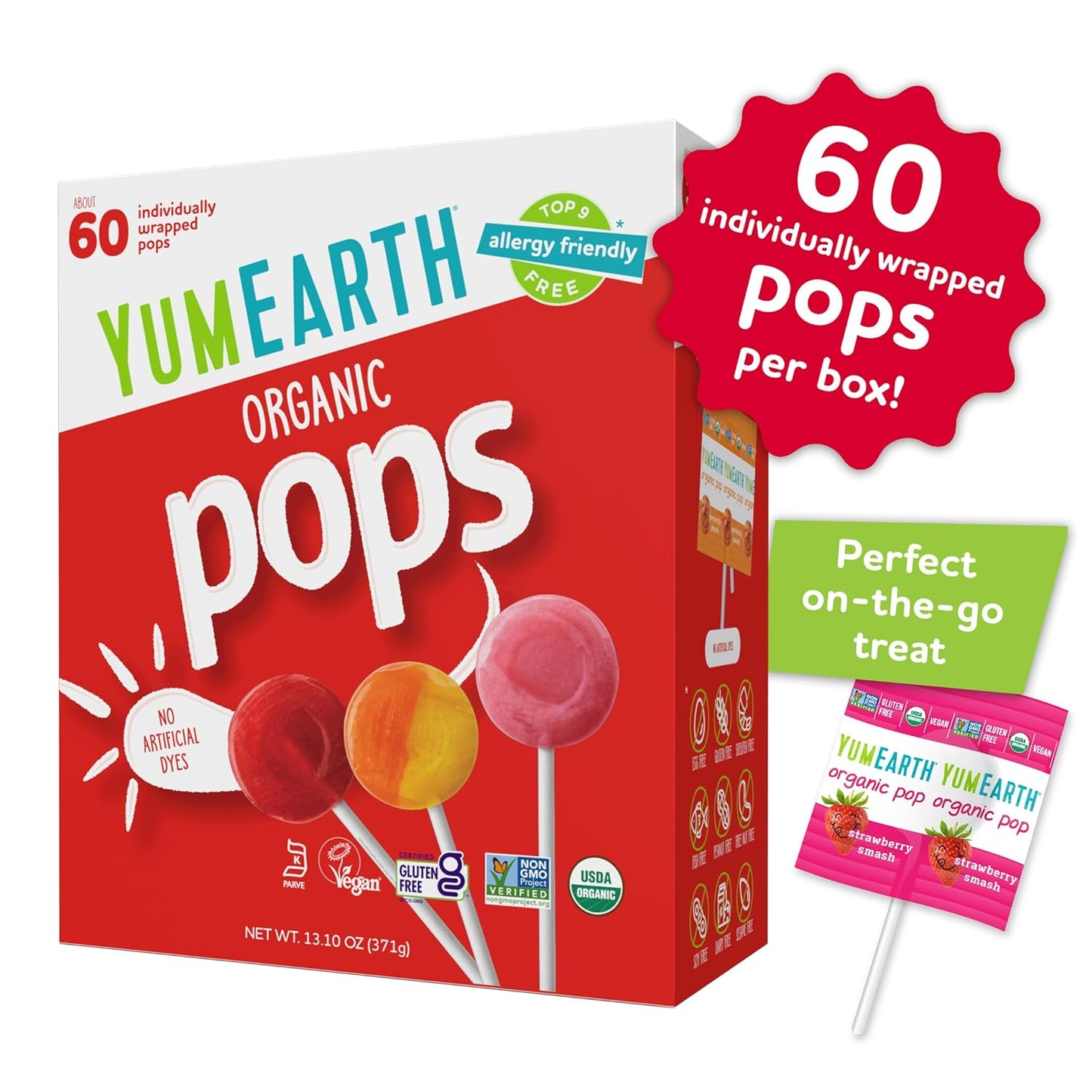 colored with organic fruit and vegetable concentrates (carrot, apple, blackcurrant, radish) and turmeric extract instead of artificial dyes