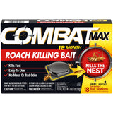 Combat Max 12 Month Roach Killing Bait – Child-Resistant Stations for Homes with Kids and Pets, Fast-Acting Fipronil Small Roach Killer for Under Sinks