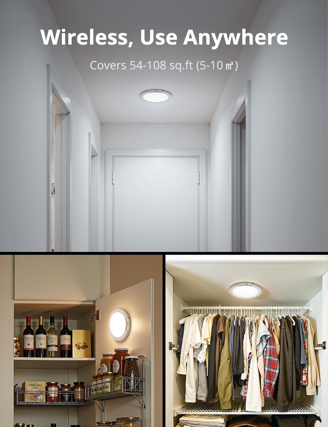 Combuh Rechargeable Motion Ceiling Lamp – Minimalist Hallway and Closet Accent Light with Magnetic Mount, No Wiring Needed