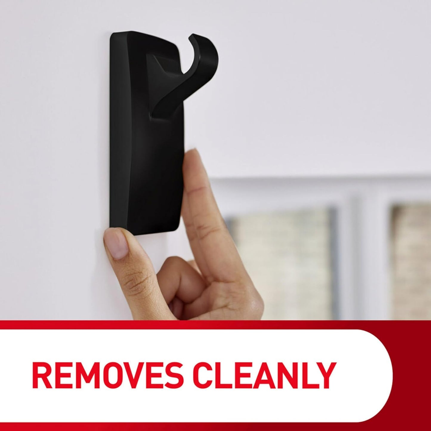 Command 10 lb Black Curtain Rod Hooks for Living Room Aesthetic, Damage-Free Hangers for Modern Home Styling