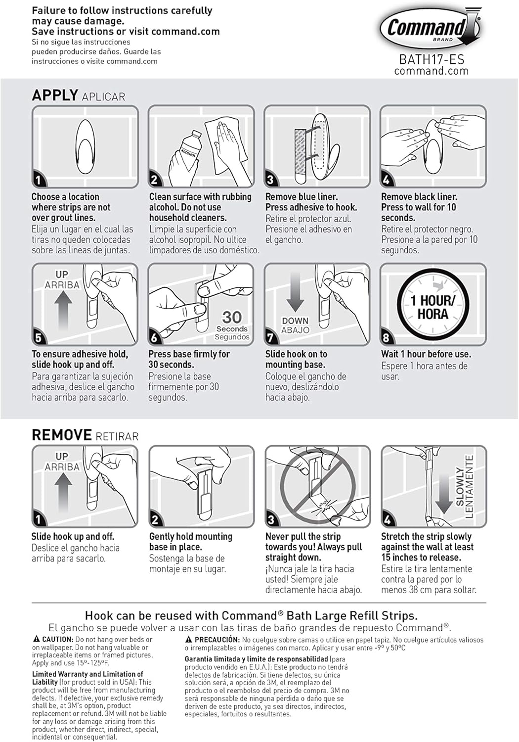 Command Bath Large Towel Hook Value Pack – Invisible Clear Towel Hooks for Clutter-Free Bathroom Walls